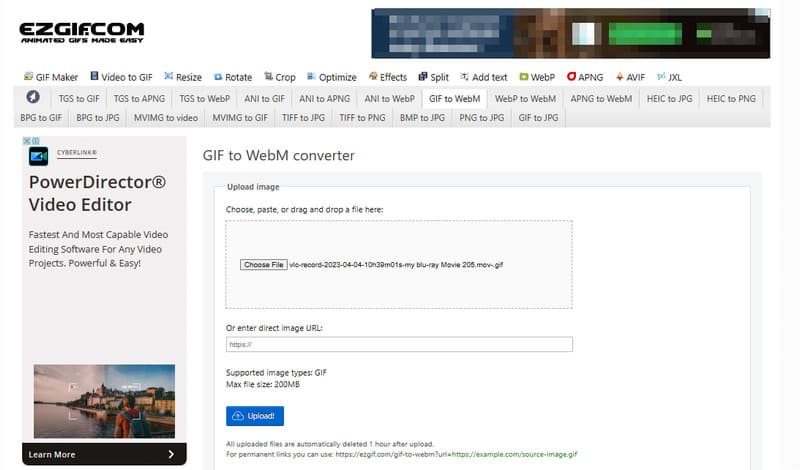 Công cụ chuyển đổi GIF WebM Ezgif