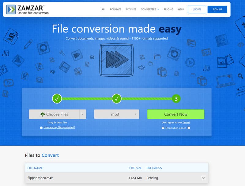 ตัวแปลง MP3 M4V Zamzar