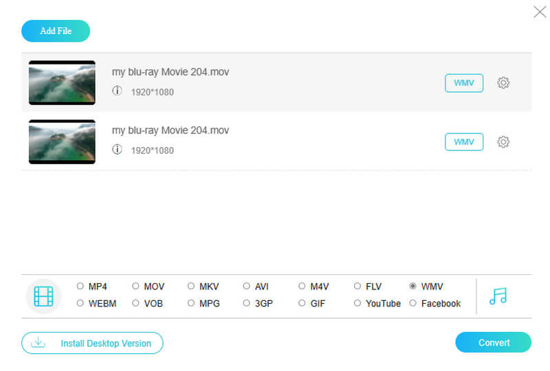 MOV WMV Converter Vidmore Online