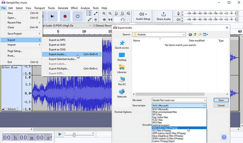 FLAC M4A 轉換器 Audacity