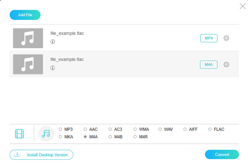 Konverter FLAC M4A Vidmore Online