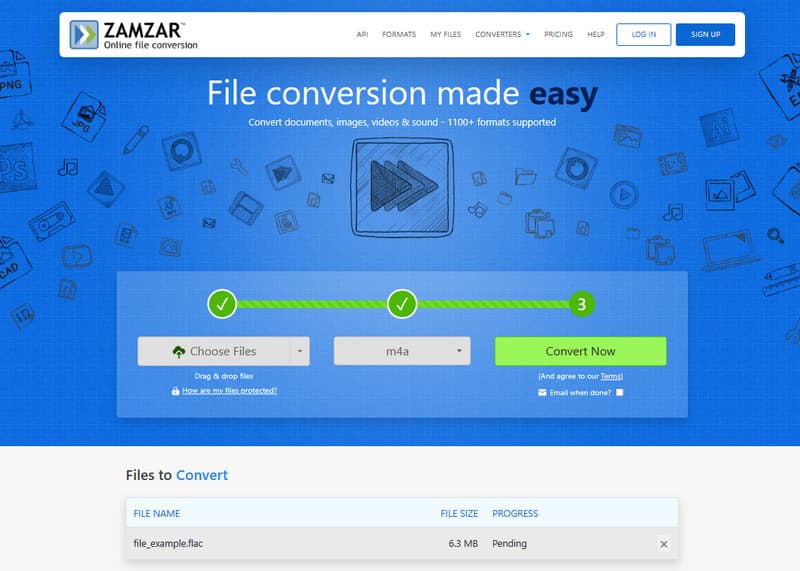 Konverter FLAC M4A Zamzar