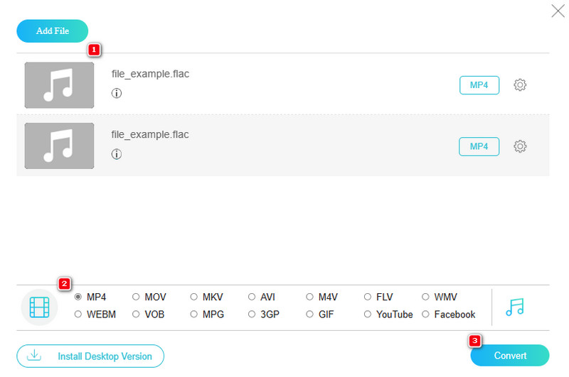 FLAC MP4 Çevrimiçi Dosya Dönüştürme