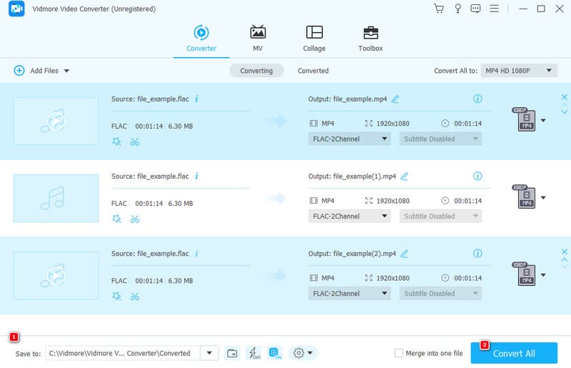 FLAC MP4 Vidmore Convertir archivos