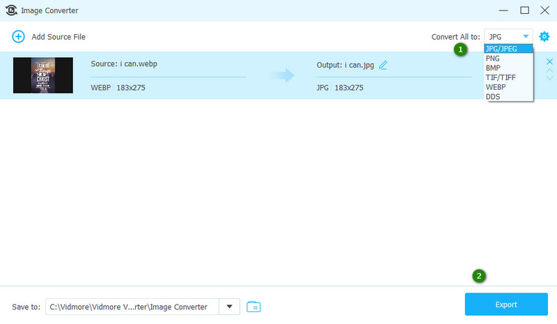 Vidmore Webp Jpg Mengatur Ekspor