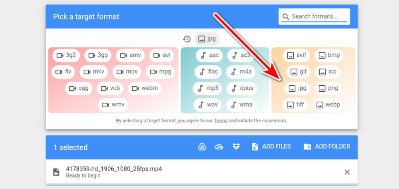 Choose Image Output Format