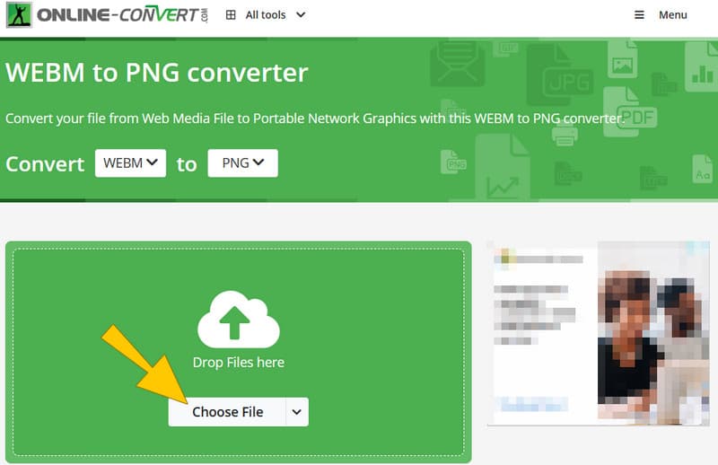 تحويل WEBM PNG على الإنترنت تحويل إضافة