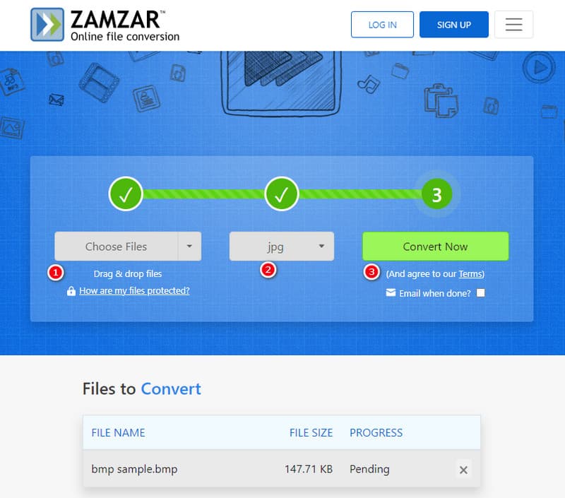 DDS JPG 轉換器 Zamzar 轉換