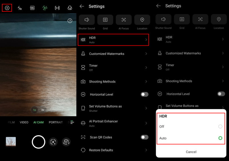 Dayakan atau Lumpuhkan Hdr pada Android