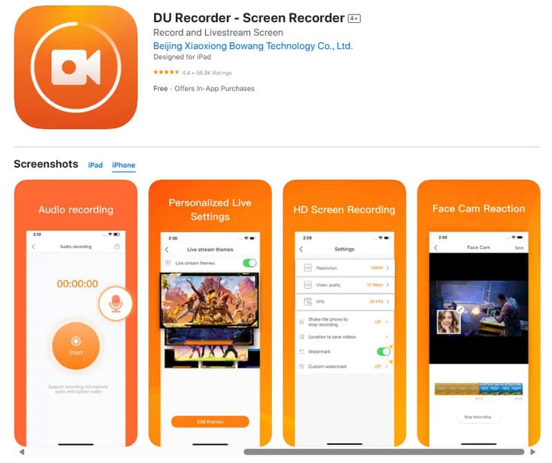 Устройство записи экрана iPhone Du Recorder