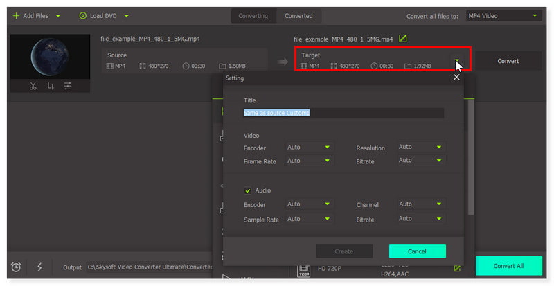 iSkysoft Pilih Format Output