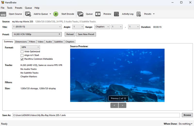 ตัวแปลง Mpg Mpeg Handbrake