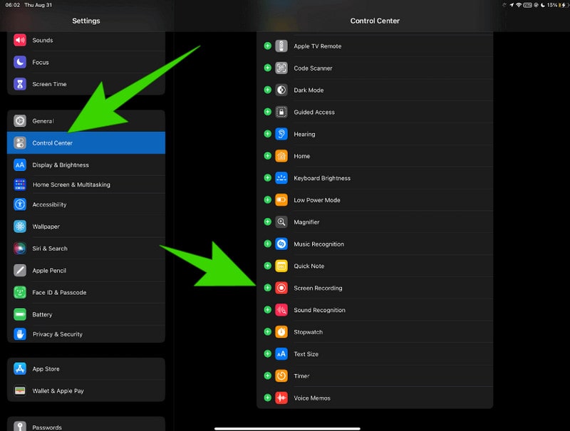 Abilita registrazione schermo iPad