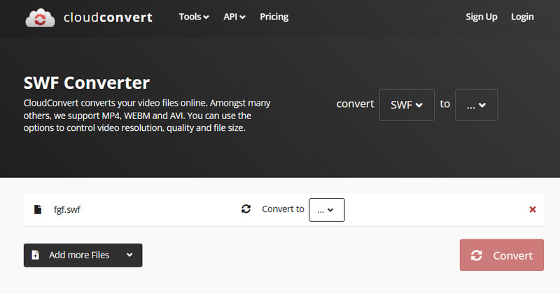 Convertitore SWF Cloudconvert