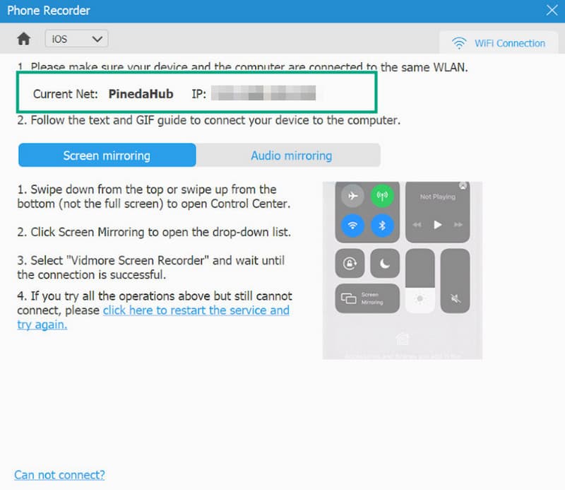 Connessione registrazione schermo iPad Vidmore