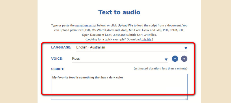 Language Voice Script Options