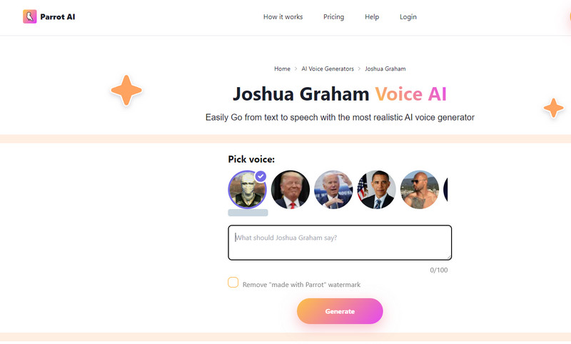 Parrot ai Voice Generator