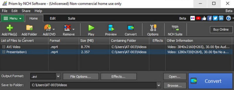 Convertitore Xvid Prism