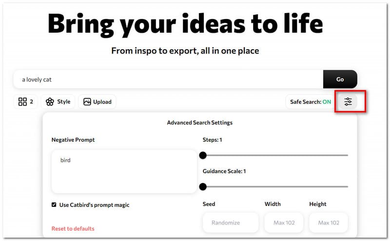 Catbird Advanced Settings