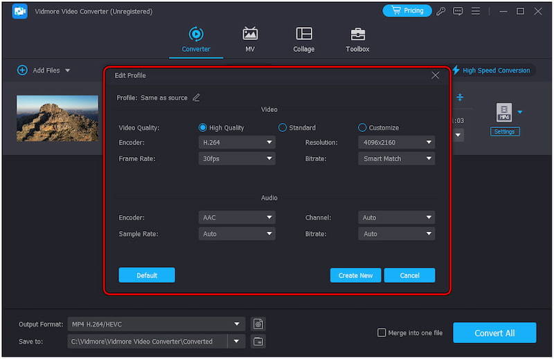 Configurare i parametri di output