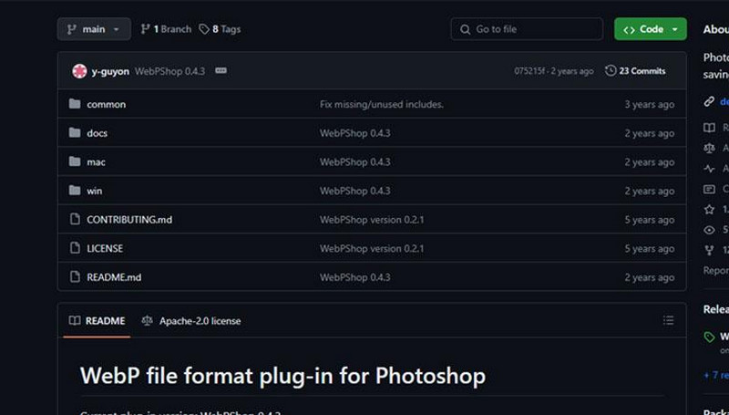 البحث عن Webp Plugin لـ Photoshop