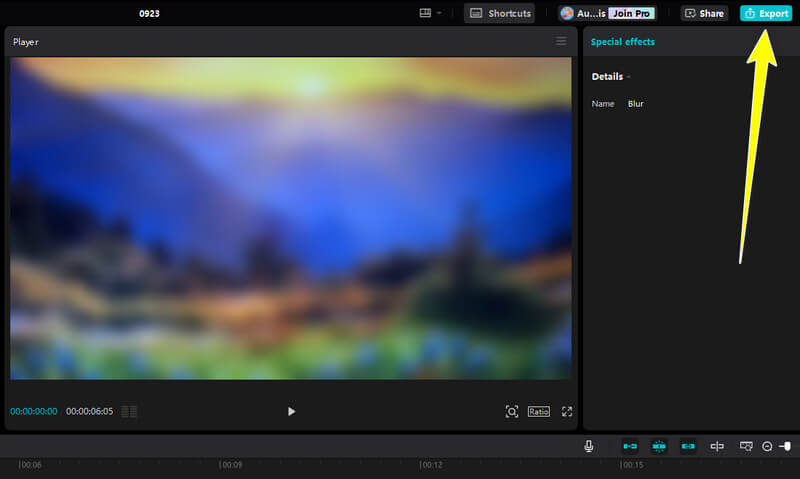 Нажмите «Экспорт», чтобы сохранить размытое видео.