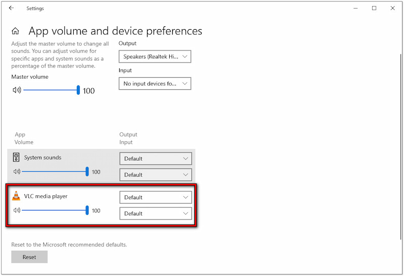 Activar el sonido del sistema del dispositivo VLC