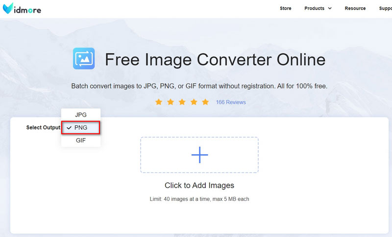 Vidmore Image Converter Selectați ieșire