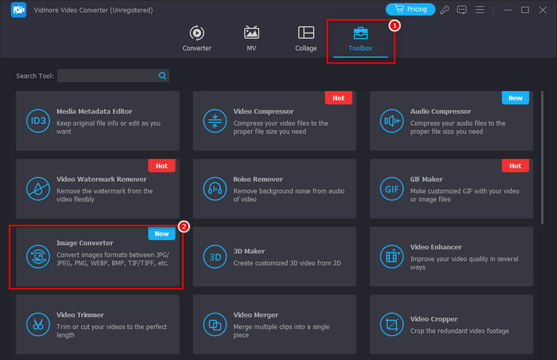 Vidmore Video Converter Znajdź skrzynkę narzędziową