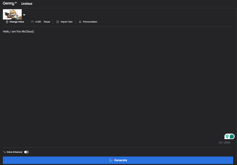 Genny AI Fox Voice Generator
