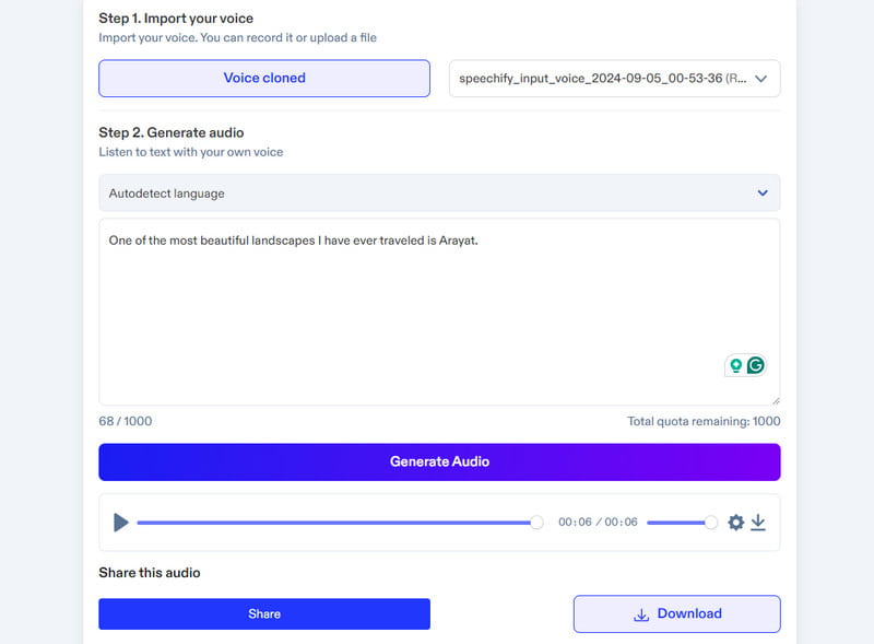 Speechify AI Voice Cloner