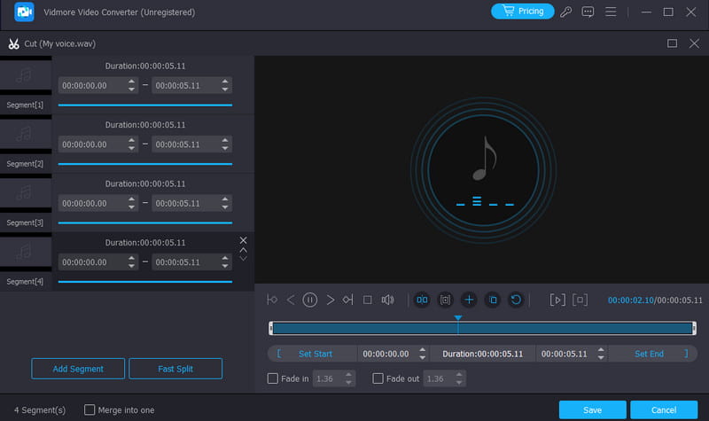 Editor Vidmore Converter para voz generada