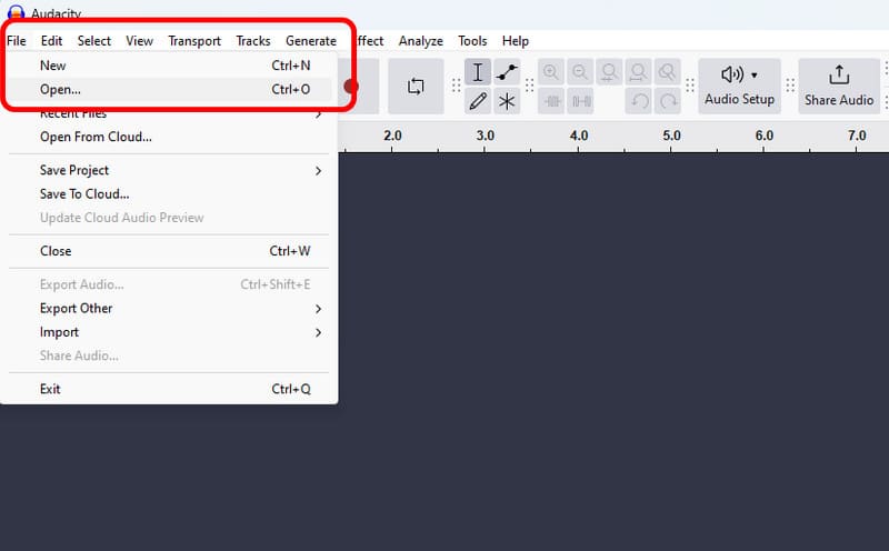 เปิดไฟล์เพิ่ม Wav Audacity