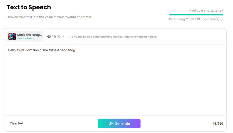 Fineshare Sonic Voice Generator