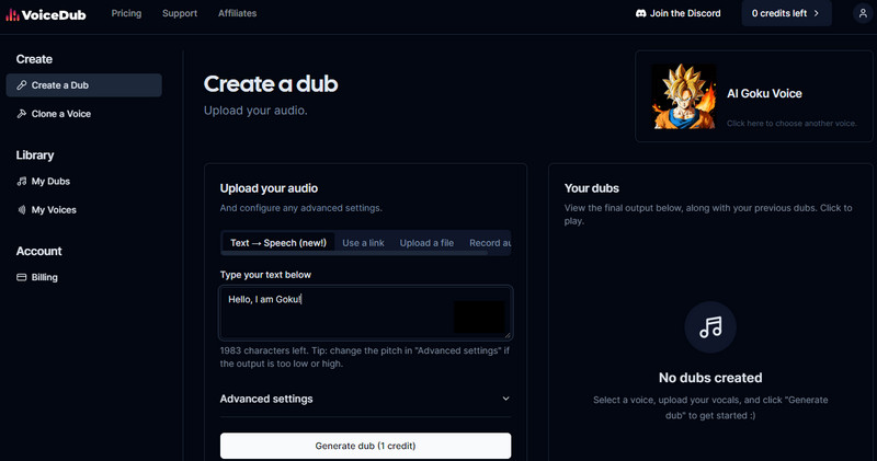 Voicedub Goku AI Voice