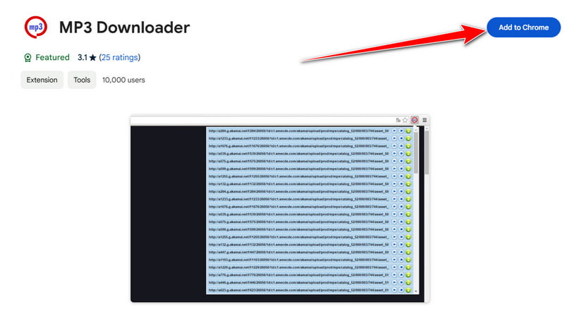 Toevoegen aan Chrome-knop Mp3-downloader