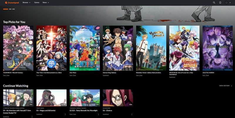 Crunchyroll Anime webhely