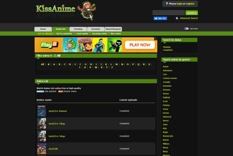 Kissanime 動漫網站