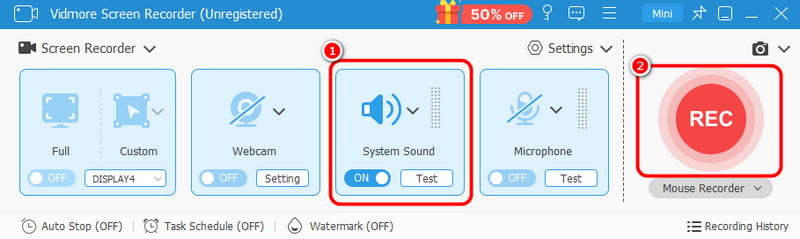 Botón de grabación del sistema de sonido Vidmore