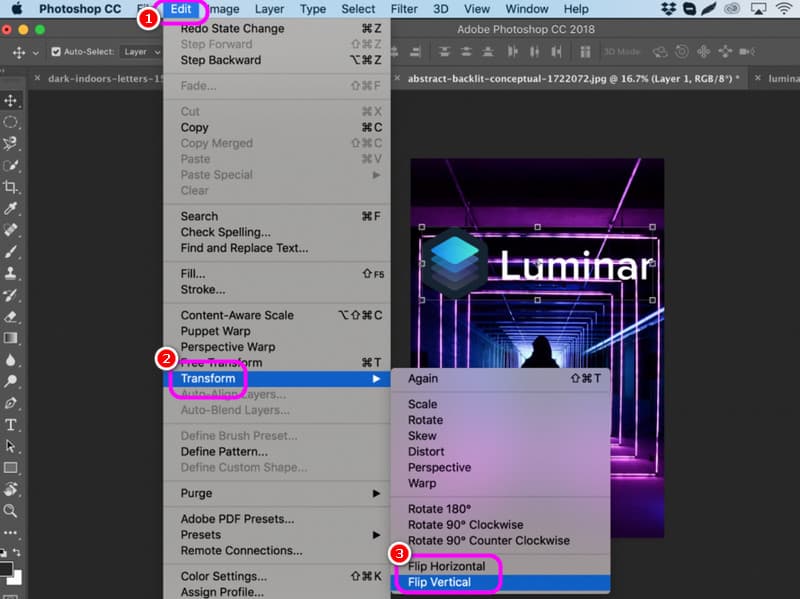 พลิกภาพบน Photoshop