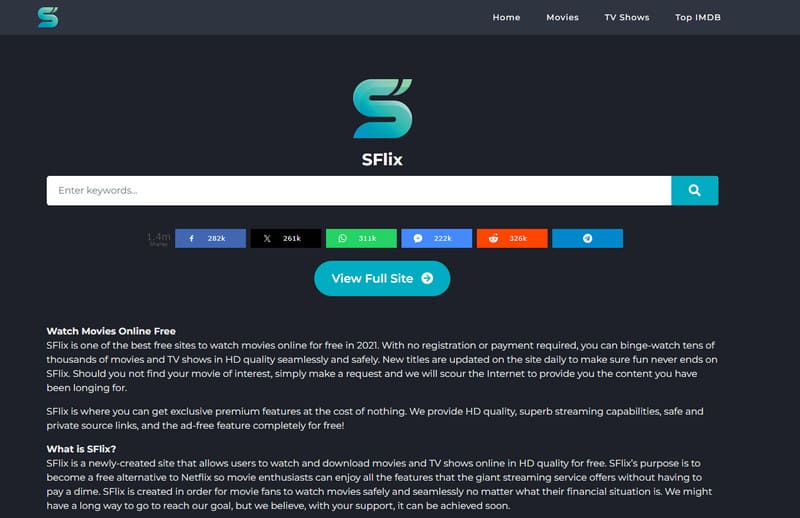 Sflixova web stranica za besplatne filmove