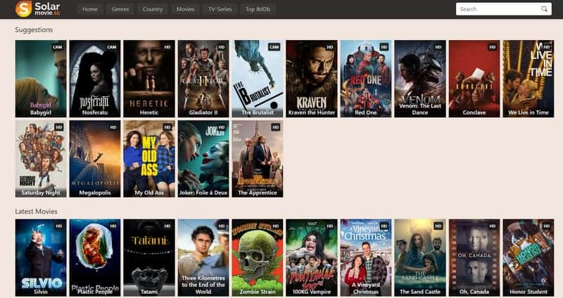 Site de filmes grátis Solarmovie