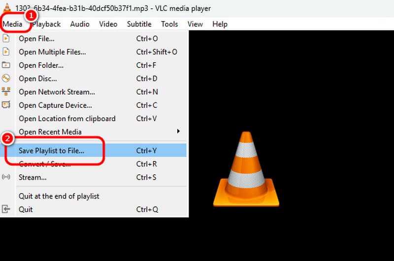 Медиа Сохранить плейлист Файл VLC