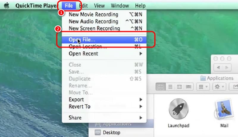 Spuštění přehrávače Quicktime Soubor Přehrávač Quicktime