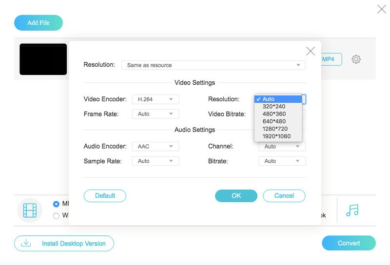 Increase video resolution online