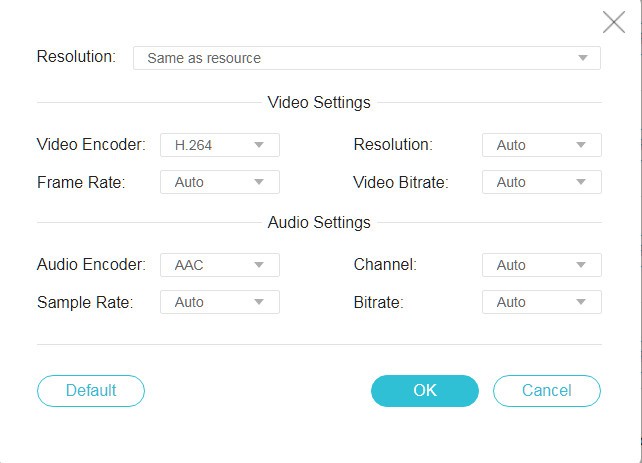 Configuración de salida MOV