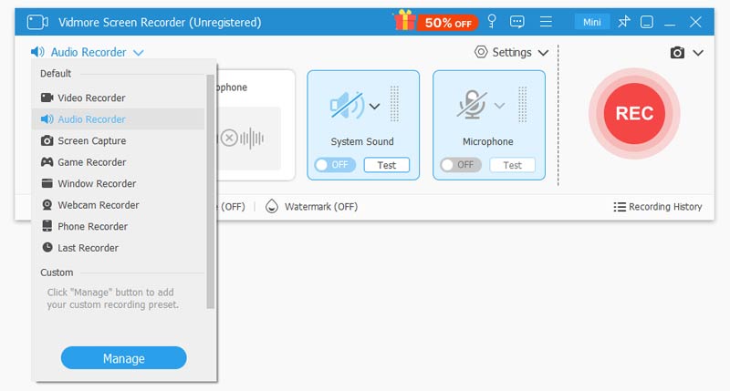 Select audio recorder