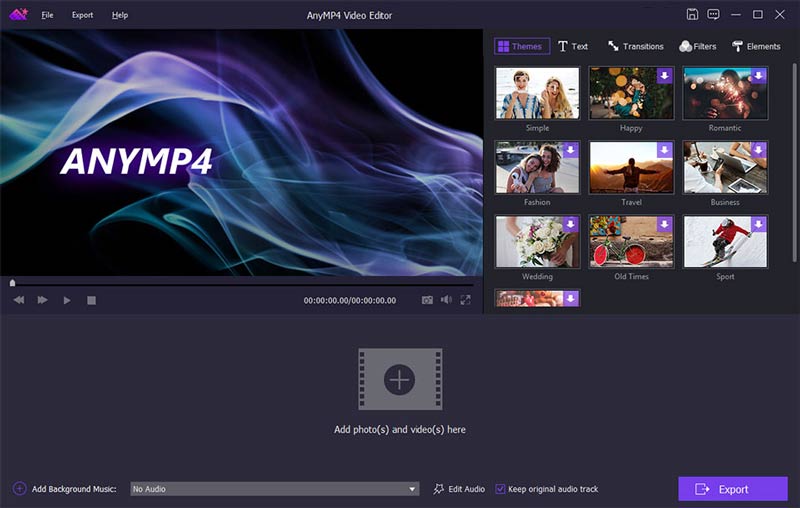 AnyMP4 Video Editor creatore di video per YouTube