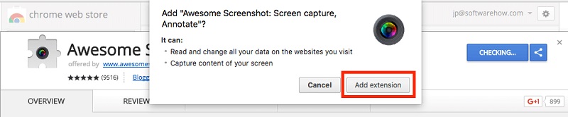 add awesome screenshot to chrome toolbar