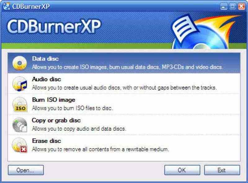 Screenshot di CDBurnerxp